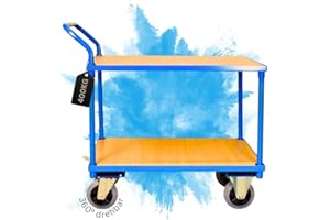 PROREGAL Chariot Pro à 2 Plateaux | HxLxP 95x50x97cm | Capacité de Charge 400kg | Bleu Clair | Chariot de Service en Métal