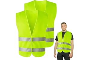 LYNBLY Gilet di Sicurezza, 2 Pezzi Giubbotto di Sicurezza Riflettente ad Alta visibilità, Giubbotti di Sicurezza antiforatura, per Guidatore, Auto, Bici, Addetti alla Pulizia, Cantiere