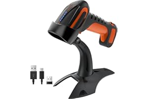 ‎TERA Tera Pro 3 in 1 Extreme Leistung Barcodescanner Kabellos 1D 2D QR Bluetooth Kabellos 2,4G & Kabelgebunden USB-C Industriell 1D Barcode Scanner 2500mAh Exzellente Fallfestigkeit mit Ständer 8100 Orange