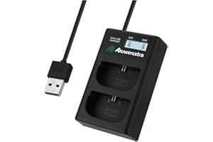 Powerextra LCD Dual Ladegerät für Akku LP-E6 zu XC10 XC15 EOS 80D 70D 60D 60Da 6D 7D 7D Mark II 5DS 5D R 5D Mark II III usw
