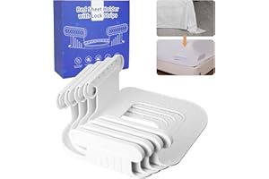 JOVYLL Bed Sheet Holder with Lock Strips - 4PCS Non-Slip Heavy Duty Sheet Locks for All Mattress Sizes and Bed Sheet Type,New Upgrade Bed Sheet Clips to Keep Sheets Firm and Tight,Easy Installation (White)