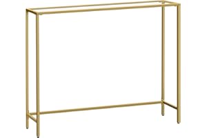 VASAGLE Console Table, Entrance Table, Sofa End, Tempered Glass Table Top, Easy Assembly, Adjustable Legs, for Living Room, Entryway, Hallway, Light Gold and Transparent LGT132A01