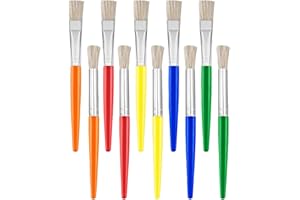DAJING Kids Paint Brushes Set - 10Pcs Round & Flat Art Brushes, Soft Hog Bristle, Easy Clean, Perfect for Washable, Tempera, Acrylic Paints, Arts & Crafts, Gift Idea