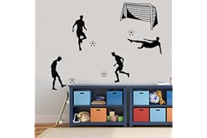 ‎PLIGREAT PLIGREAT 2 Stück Fußball Wandaufkleber, Wandtattoo Fußballspieler Silhouette, Vinyl Sport Wandkunst Wandaufkleber Für Fußballliebhaber Boy Room Wall Decor, 78 × 38 cm (L × B)