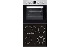 PKM Herd-Set Einbau Backofen Umluft Teleskopauszug Timer Glaskeramik Kochfeld Bräter-Zone rahmenlos