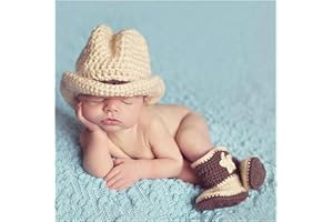 CCWORAN Babyshooting Newborn Cowboy-Hut Fotoshooting Junge MäDchen Baby Photoshooting Häkel KostüM Outfit Neugeborenen Set Baby Shooting Accessoires Foto Babyfotografie Fotografie Requisiten Hellgrau