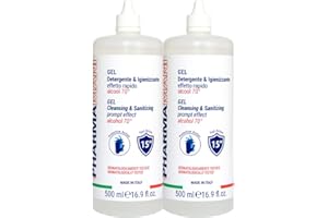 Pharmamani KIT 2 PEZZI GEL IGIENIZZANTE MANI da 500 ml l'uno. 70% Alcool, Effetto Rapido, Non appiccica, si assorbe subito e idrata le mani. Profumo gradevole, Dermatologicamente Testato.