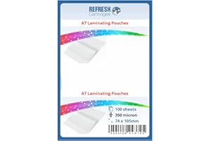 REFRESH CARTRIDGES Laminating Pouches A7 (80x111mm) 350 Micron Pack of 100 Sheets
