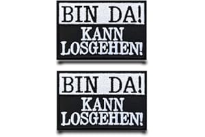 TUYATEZHI Pack of 2 "BIN DA!KANN LOSGEHEN!" Funny Flag Patch Embroidered Badge Patch with Embroidery Tactical Military Patch Applique for Clothing Bags Vest Jacket Backpacks