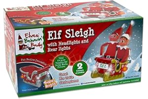 ELVES BEHAVIN' BADLY Elves Behaving Badly 1 x NAUGHTY ELF Polystone GLITTER Christmas SLEIGH with HEADLIGHTS, 1 Colour selected randomly!