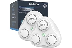 BENGUOO Ultrason Souris et Rats 2 unités, Répulsif Souris à Ultrasons Intérieur, Repulsif Moustique Puissant Prise Anti Rat Rongeur Araignée Efficace Contre Insecte Nuisible pour Maison Bureau
