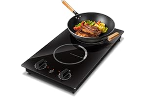 Cooksir Płyta indukcyjna 2 płyty, 3500 W, płyta kuchenna Domino Autark, płyta kuchenna do zabudowy 29 cm, obrotowa, 9 poziomów mocy, bez wtyczki