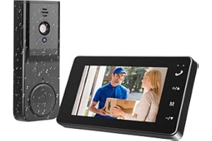 NASTOPEE Timbre Inalámbrico Exterior Impermeable 1080P, IPS de 4.3 Timbre con Camara Exterior, IP65 Impermeable, Llamada Bidireccional, Visión Nocturna, Videoportero 80°, Timbres para Casa, No Requiere WiFi