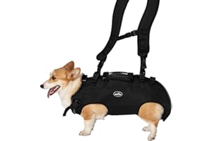 WAKYTU Hunderucksack für kleine und große Hunde, Notfallrucksack, alte, behinderte, Gelenkverletzungen, Arthritis, Rehabilitationsnageltrimmen, ältere Hunde auf und ab Treppen, Autos (XS, Schwarz)