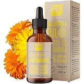 QKnatur - 100% Pure Organic Vegan Calendula Oil - 100ml glass bottle - Sensitive, dry and cracked skin. Soothing and healing.