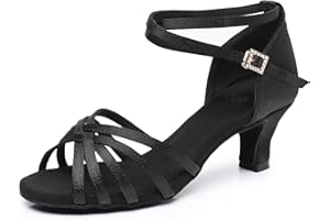 Rosefinch Zapatos de Danza Latina para Mujer Negro Profesional Zapatos de Baile de salón de Fiesta de Salsa de Baile práctica de Rendimiento Zapatos tamaño