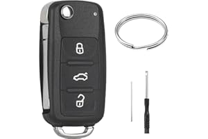 JJCHQ 3 Tasti Guscio Chiave Auto Compatibile con VW Golf MK6 UP Polo T5 Caddy EOS Jetta Transporter Tiguan Touran Sharan Scirocco Passat Bettle S-koda Octavia Seat Leon Telecomando Custodia Chiave Cover