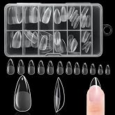 BUTBU Medium Almond Nail Tips, 120PCS Soft Gel Full Cover Nail-Tips | Press on Fase Artificial Nails tips, Clear Acrylic nail