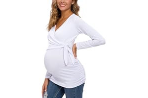 Love2Mi Damen Stillshirt Kurzarm Umstandsshirt Umstandsmode V-Neck Schwangere Nursing Tops