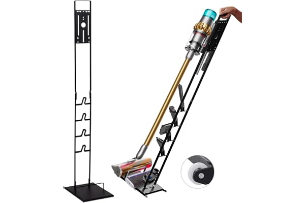 MAGIC SELECT Porte-Aspirateur compatible avec Dyson V15 V12 V11 V10 V8 V7 V6 - DC45/ DC35/ DC58/ DC59/ DC62/ DC74-Organisateur de Rangement au Sol avec Roues sans Percer le Mur.