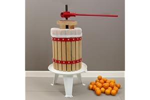 KUKOO Prensa Manual de frutas de 18L | Roble macizo y Acero | Funcionamiento tradicional de manivela manual | Gran capacidad | 3 bolsas de colado GRATIS | Fácil limpieza | Exprimidora Zumo Sidra Jugo Vino