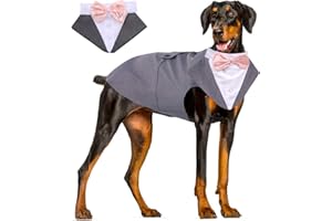 Hjyokuso Vestiti Per Cani, Abito Smoking Per Cani, Papillon Cane, Costume Cane Per Cani Di Taglia Piccola Media Grande, Vestito Natale CaneVestito Cane Per Compleanni Matrimoni e Halloween - (S-2XL)