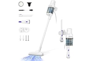 HOPVISION Aspirateur, Aspirateur Balai sans Sac Puissant 20Kpa 600w, Aspirateur Balai avec Fil 6M 3 en 1, Aspirateur Léger avec Filtre Hepa et Surrpot Mural pour Maison Tapis Sol Dur