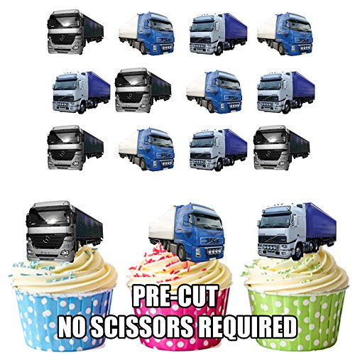 Fun LKW LKW Mix Kuchen Dekorationen – 12 Esspapier Cup Cake Topper