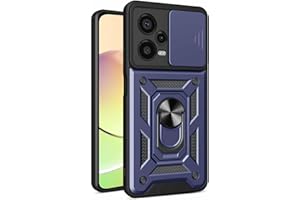 WBWONE Funda para Xiaomi Redmi Note 12 Pro+（Note 12 Pro Plus）, Anti-Rasguño Shock- Absorción TPU/PC Carcasa con 360° Anillo Kickstand y Cubierta Deslizante de la Cámara, Azul