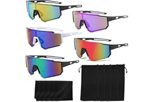 LOEPENLE 5 Stück Sport Sonnenbrille,Polarisiert Fahrradbrille,Fahrradbrille Winddicht,Schnelle Brille Rave Schnelle Radfahrer Brille für Herren Damen,UV400 Laufbrille für Outdooraktivitäten
