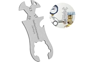 Zanfqvo Gasflaschenschlüssel aus Edelstahl - Gasregler Schlüssel für eine Breite Palette von Gasflaschen - Tragbarer Gas Schlüssel für Druckminderer Druckregler Camping Outdoor