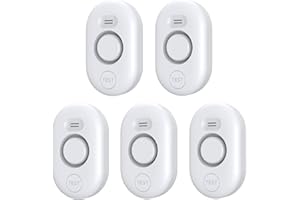 METAK 5 Pack Water Leak Detector, Adjustable 0-100 dB Loudly Wet Moisture Floor Water Alarm Leak Sensor, Sink Overflow Pipe Drip Alter for Home/Kitchen/Basement/Bathroom (Battery Included)