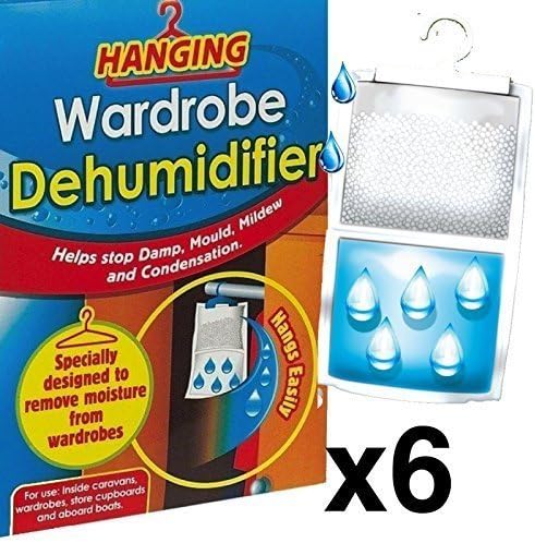 6 x Wardrobe Dehumidifier- Hanging Wardrobe Dehumidifier Ideal to stop damp, mould mildew &amp; condensation - Remove damp and improve air quality by Airsense