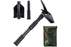 Oziral Mini Pala Pieghevole 40 cm, Pala Giardinaggio Multifunzionale Kit di Sopravvivenza in Acciaio al Carbonio con Borsa per Il Campeggio, Escursionismo, attività all'aperto