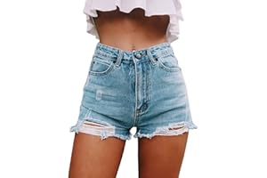 ORANDESIGNE Femme Jeans ÉTé Pantalon Court Skinny Short Taille Haute Déchiré Pants Sexy Mini Pantalon Court Bermuda