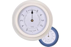 CKB LTD Traditionelle nautische Gezeitenuhr, wetterbeständig, für den Innen- und Außenbereich, batteriebetrieben, ideale Dekoration für Haus oder Wohnwagen, 22,7 cm, Stahl, Lilienweiß