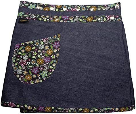 SUNSA ladies skirt jeans skirt summer skirt wrap skirt mini skirt reversible skirt, 2 in 1 with adjustable size