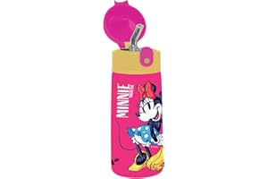 SEVEN Bouteille isotherme Minnie - pour enfants avec paille 460 ml sans BPA - asile, école primaire - acier inoxydable, maintien température jusqu'à 24h