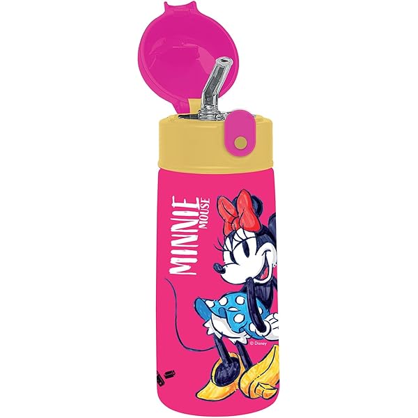 Minie Mouse Niña Botella Térmica Minnie Mouse - 460ml, Acero Inoxidable (Mantiene 24h Frío) Botella Agua Niña