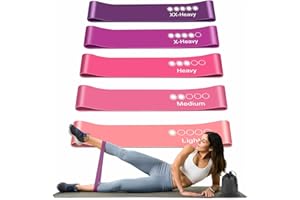 Active 100 Resistance Bands, Set of 5 Different Levels, Exercise Band for Home Gym, Training and Yoga with Carrying Bag