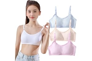 HORNICE Confezione da 3 Reggiseno Ragazza Sportivo Biancheria Intima di Puro Cotone Spallacci fissi Imbottiti e Regolabili,10-16 Anni