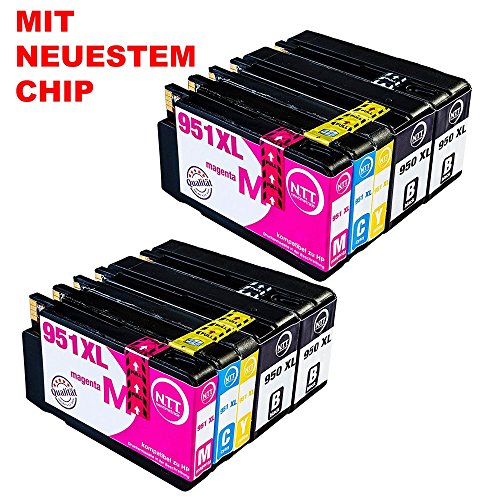 N.T.T.® 10x Tintenpatronen kompatibel zu HP 950 HP 951 XL ( 4 Schwarz, 2 Cyan, 2 Magenta, 2 Yellow ) Multipack kompatibel zu HP OfficeJet Pro 8600, 8610, 8620, 8630, 8640, 8660, 8615, 8625, 8100, 251dw, 271dw Druckerpatronen kompatibel zu HP950 XL HP951 XL