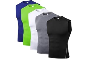Barrageon Maglietta Compressione Uomo 5pcs Canotta Contenitiva Snellente Senza Maniche Sportivo Tank Top Fitness Canottiera Esercizio