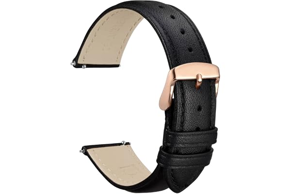 WOCCI Fleurs Bracelet Montre, Cuir Véritable, Libération Rapide, Boucle en Acier Inoxydable, Largeur de Bande 18mm 20mm 22mm