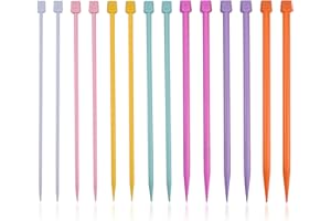 NYGGTYK Lot de 14 aiguilles à tricoter droites pour enfants - Kit de tricot pour écharpe - Kit de démarrage pour débutants - Laine épaisse (couleurs aléatoires)
