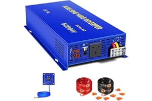 WZRELB 5000 Watt Pure Sine Wave Inverter 24V DC to 240V 230V AC, Standard UK Plug, 5000W Power Inverter with Hardwire Terminal and Remote Switch, Surge 10000W Power Converter (5000W 24V 240V)