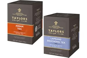 GENERICO Taylors of Harrogate | Tè Nero Indiano di Assam | Tè Nero Cinese Affumicato Lapsang Souchong - 2 x 20 Bustine di Tè (100 Gr) | Tè in Bustine Assortito
