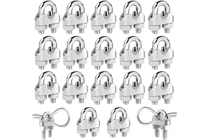 AISHOW 18 Pièces Serre Cable Acier,Serre Cable Inox 304 U Boulon Clip de Câble Métalliques,Pour Câble Métallique en Acier de M3 mm/M4 mm/M5 mm,Corde (Trois Tailles)