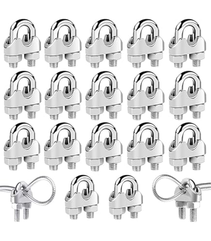 M8 - Clip per fune metalliche in acciaio inox 304, confezione da 6
