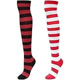 CHIC DIARY Overknee Strümpfe Damen Mädchen Cheerleader Kostüm College Gestreifte Kniestrümpfe Sportsocken